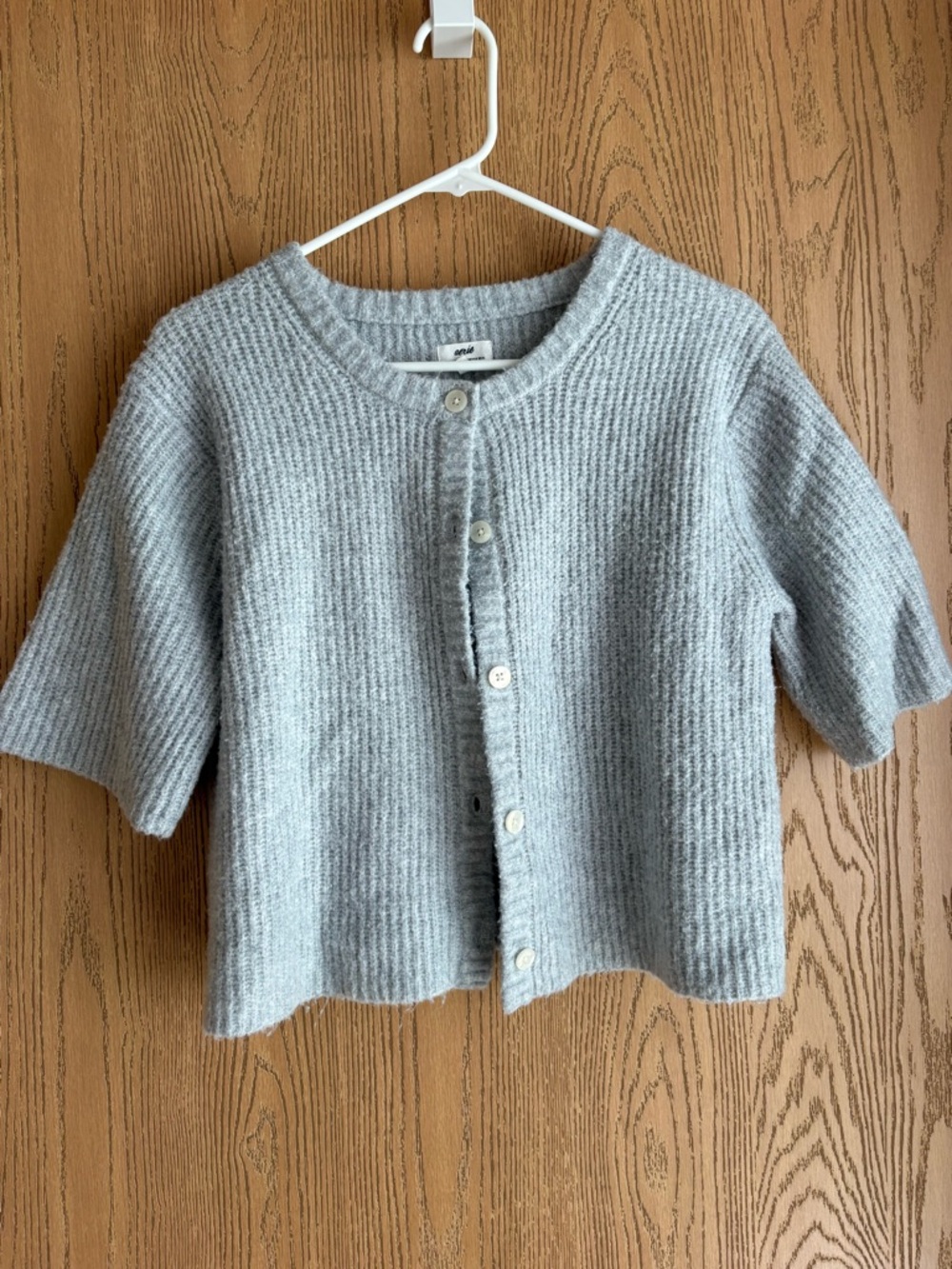 aerie Heather Light Gray Fuzzy Knit Sweater